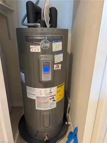 Utility room with electric water heater