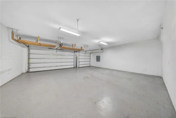 Garage image virtually decluttered for visualization of space