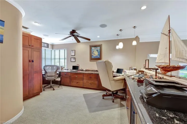 Along with Master Suites on both levels, there is a spacious upper LOFT with built-in cabinetry and dual Office stations!