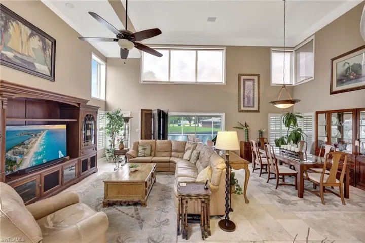 Bright & airy Great Room with 17ft soaring ceilings!