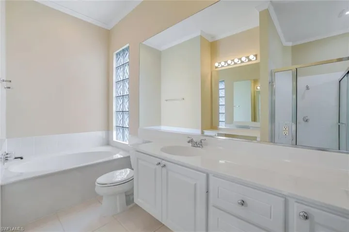 Full bathroom featuring tile flooring, a wealth of natural light, toilet, and vanity