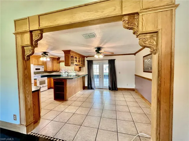 Dining room with French doors.