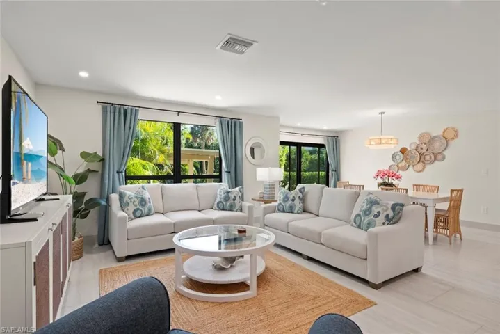 Living area with recessed lighting