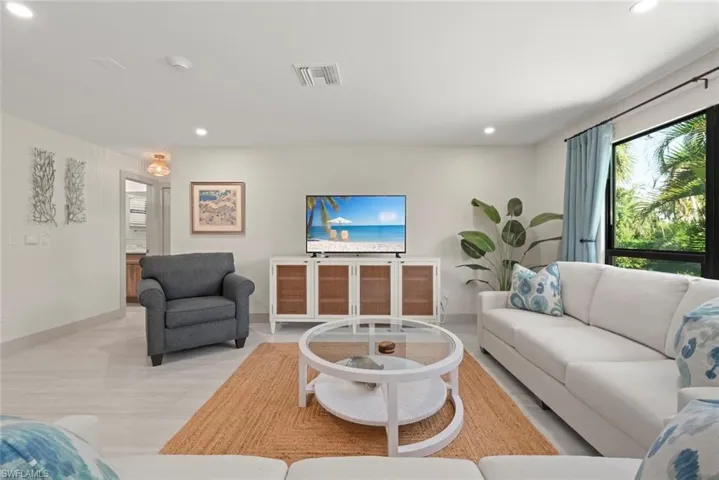 Living room with recessed lighting