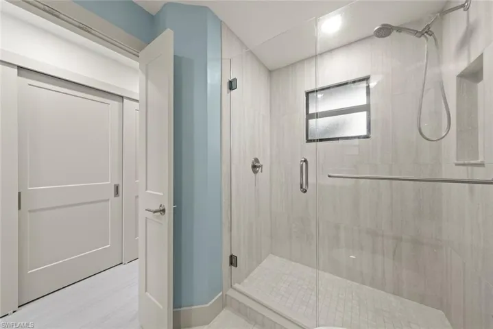 Bathroom with a shower stall