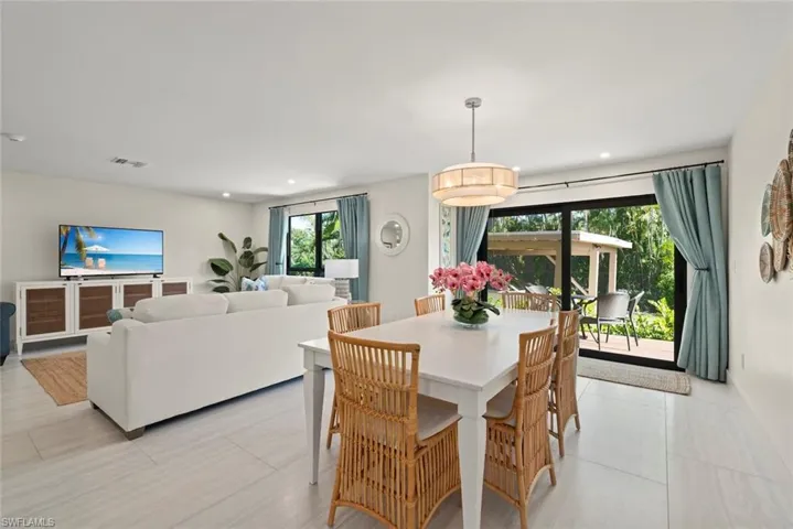 Dining room with recessed lighting