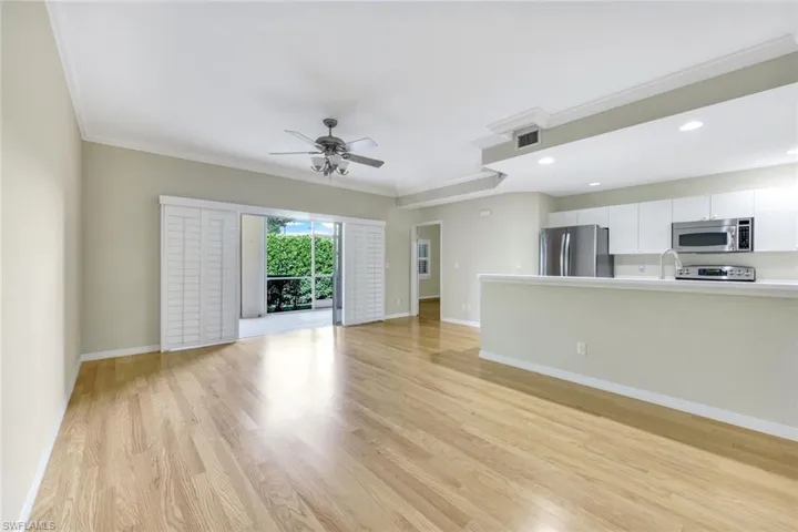Open family room with expansive breakfast bar