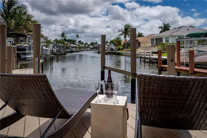 Expansive waterfront decking featuring composite material and sturdy dock pilings