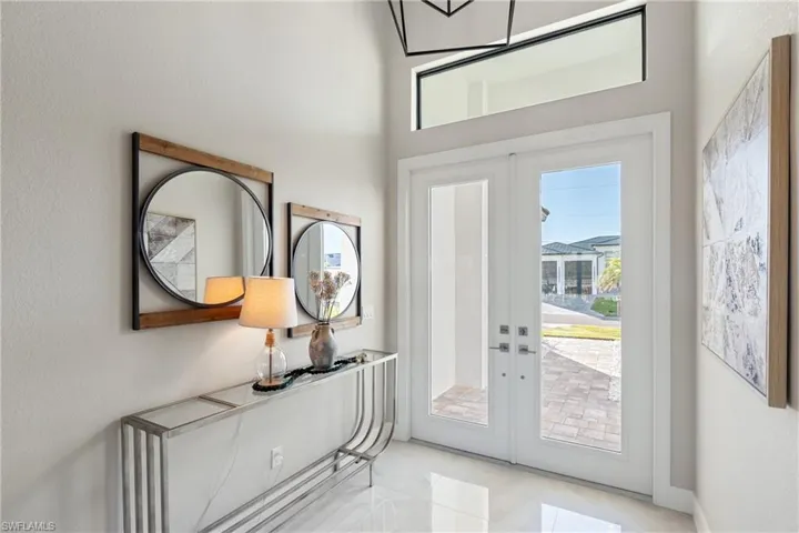 Doorway featuring french doors