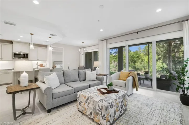 Living area with recessed lighting