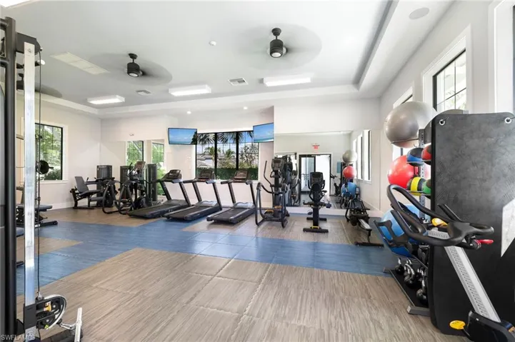 Fitness center with ceiling fan