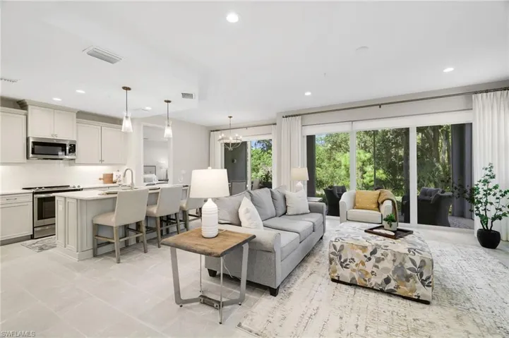 Living room with recessed lighting