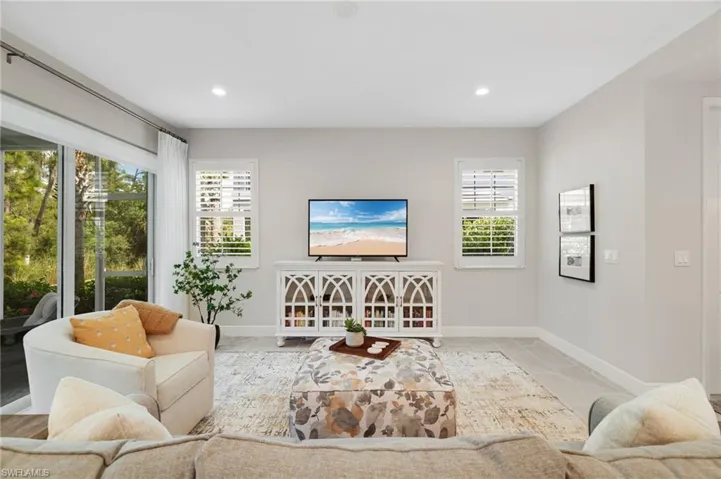 Living room with recessed lighting