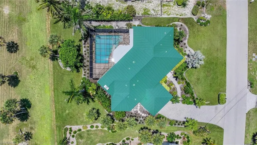 Drone / aerial view of a pool