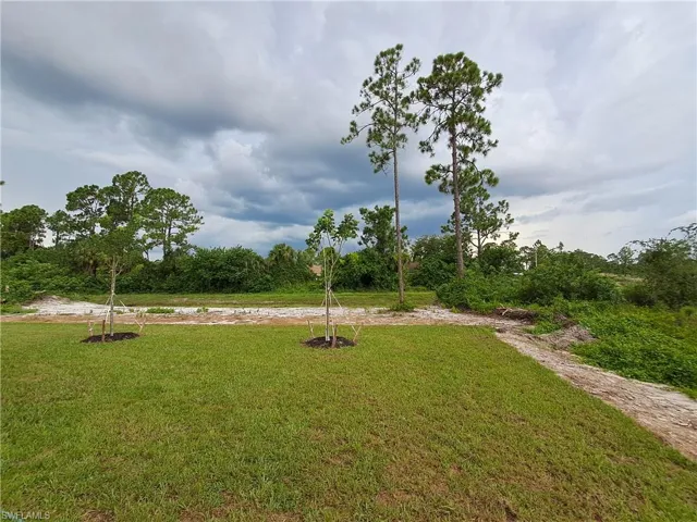 View of home's community with a lawn