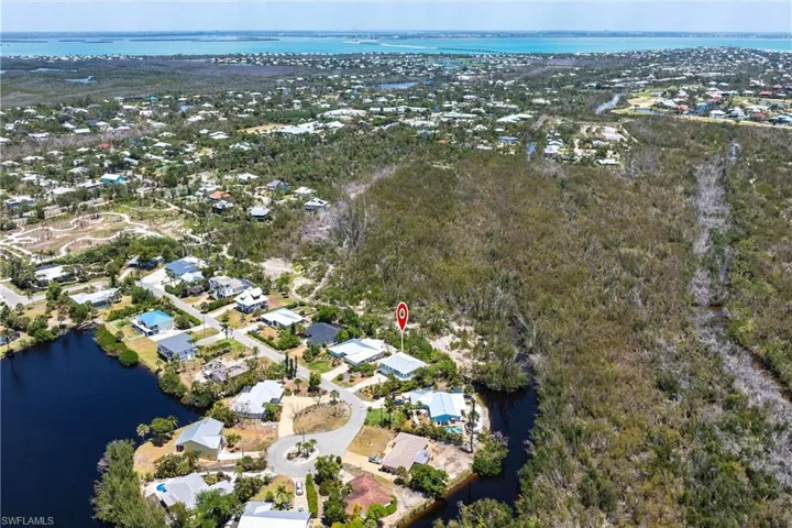 Bird's eye view featuring a water view and a residential view