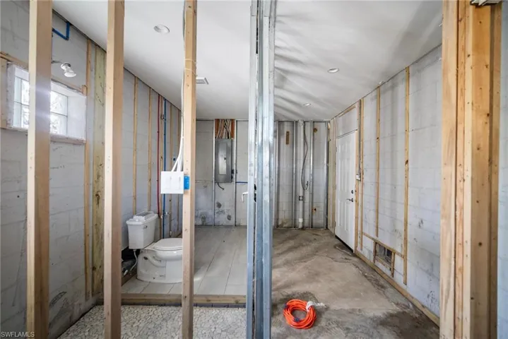 Basement with electric panel