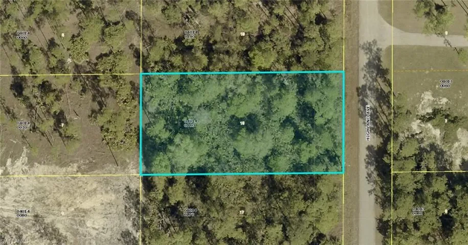 Aerial view of property's location featuring property parcel outlined