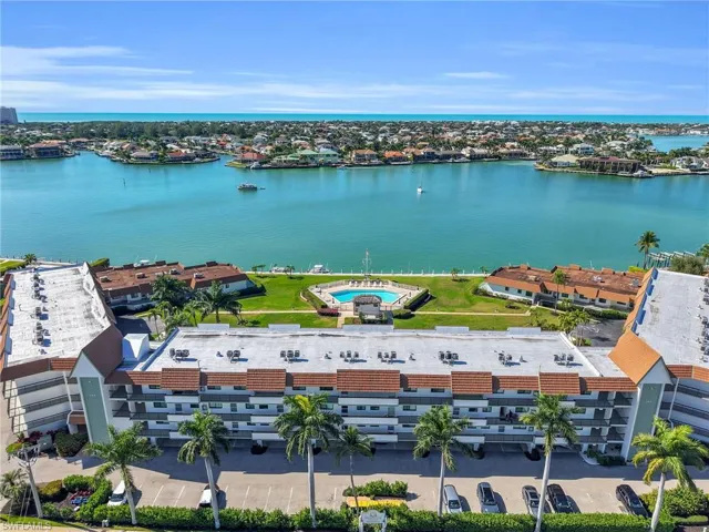 Aerial view of a large body of water