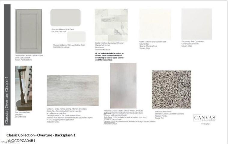 Design selections.  Home is under construction and selections are subject to change.
