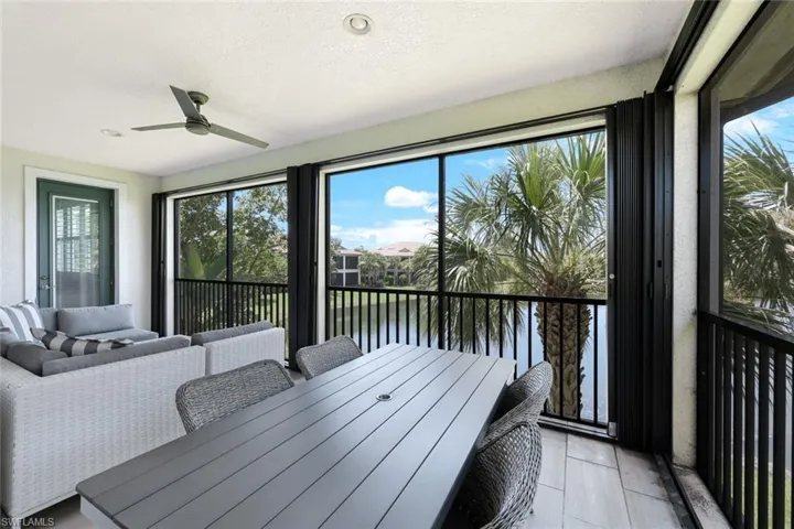 Expansive lanai with peaceful water and preserve views.