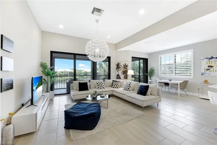 Large seating area with seamless indoor-outdoor flow.
