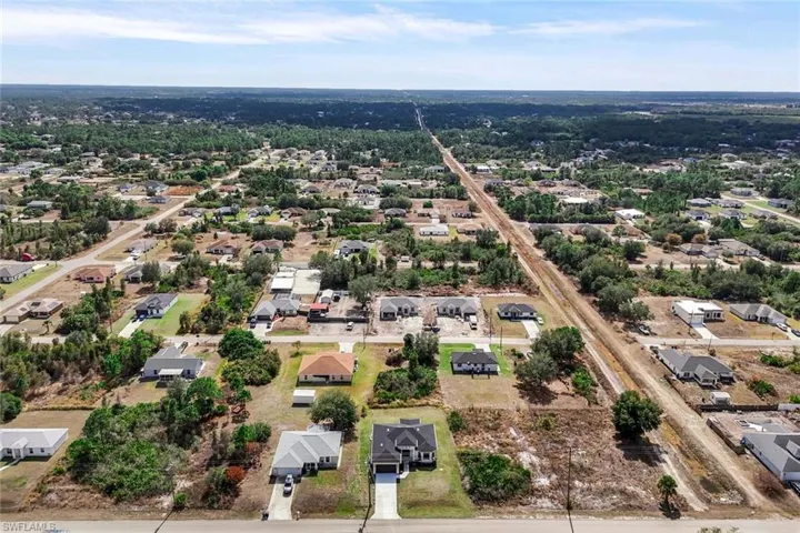 Aerial perspective of suburban area