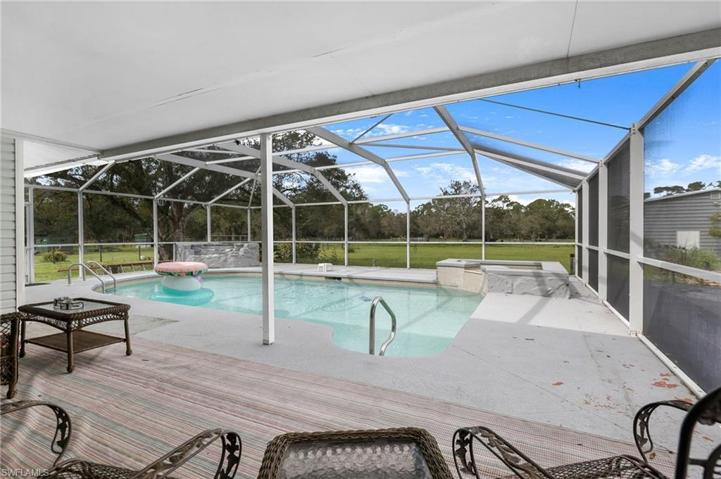 The pool cage is 36' x 25' allowing plenty of room for sunbathing