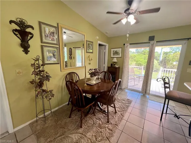 Dining area with tile floors
