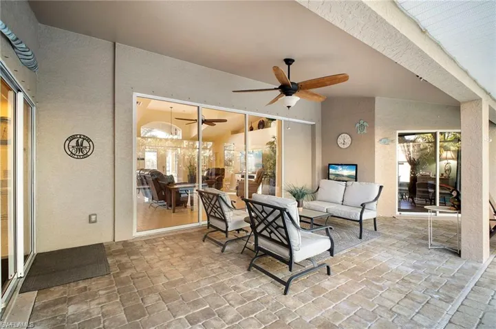 View of patio / terrace featuring an outdoor living space and ceiling fan