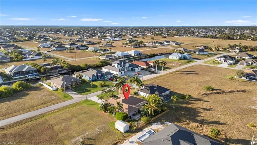 Aerial perspective of suburban area