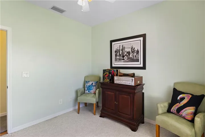 Bedroom # 3 is currently used as a music room - berber carpet and a neutral complimentary wall color are simple yet elegant and laid back at the same time!