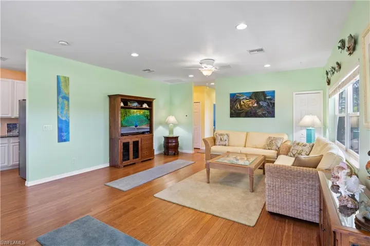 The TV Wall is perfect for large furniture units or art!   There is also a storage closet in the great room and the space can accommodate very large pieces of furniture!