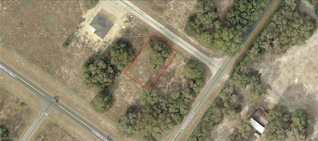 Aerial View. Illustrating the property boundaries and surrounding land features