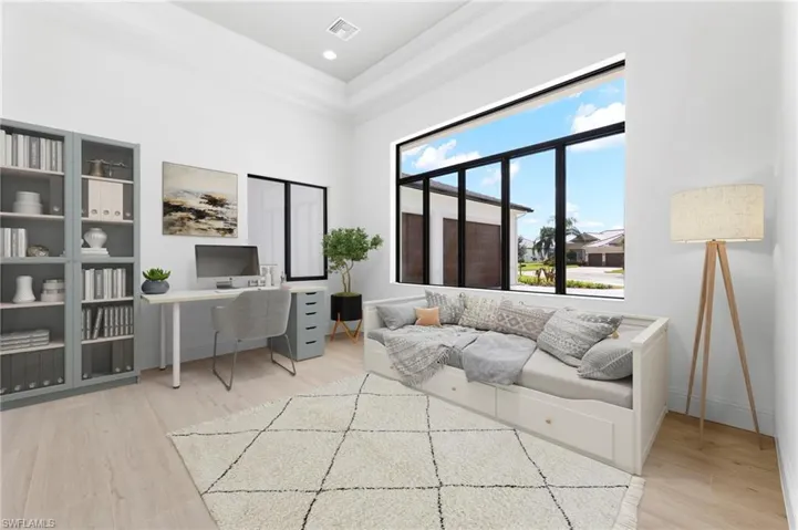 Office featuring crown molding and hardwood / wood-style flooring