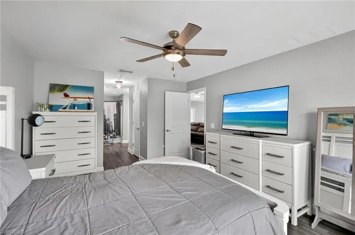 Master Bedroom featuring dark wood-type flooring and a ceiling fan