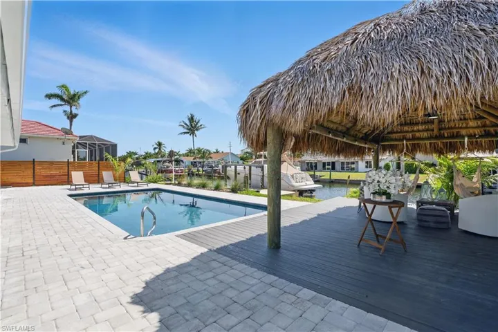 Composite decking under new tiki hut