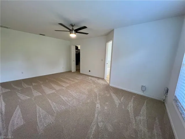 Master bedroom with ceiling fan