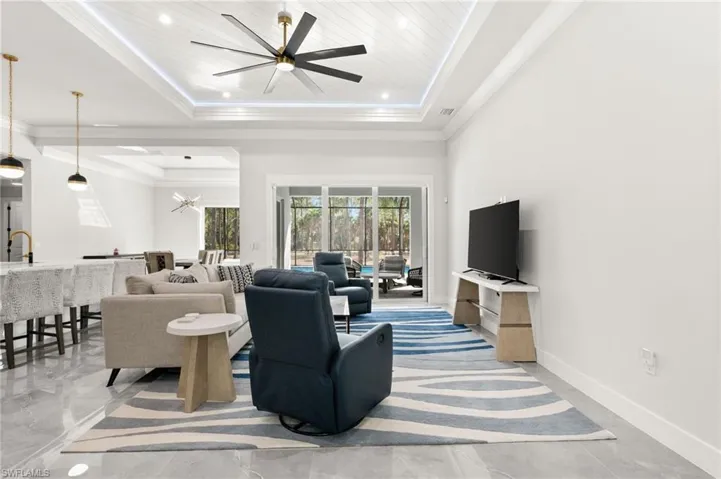 Open floor plan view of  living room