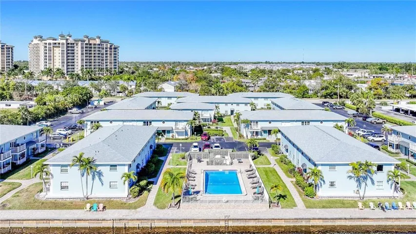 Drone / aerial view of a pool