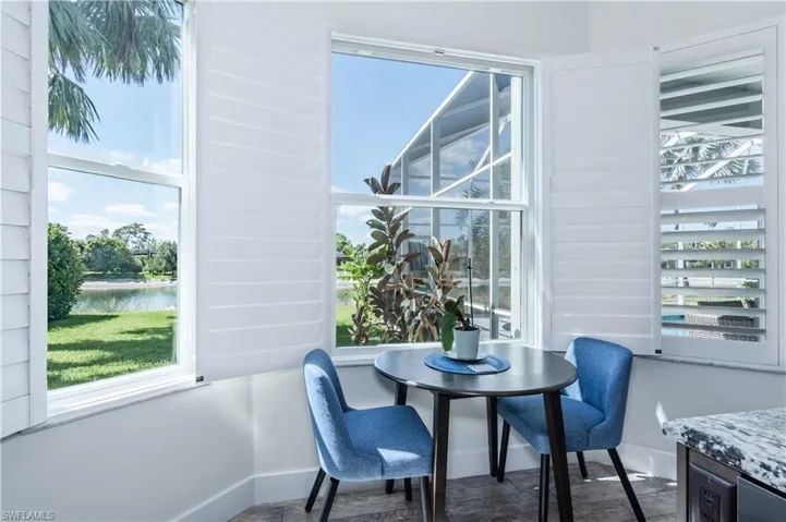 Breakfast area with a water view