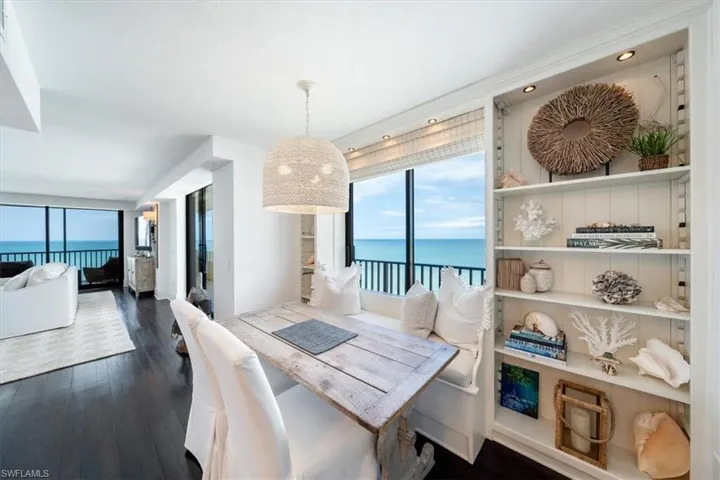 Dining area has a built in bench