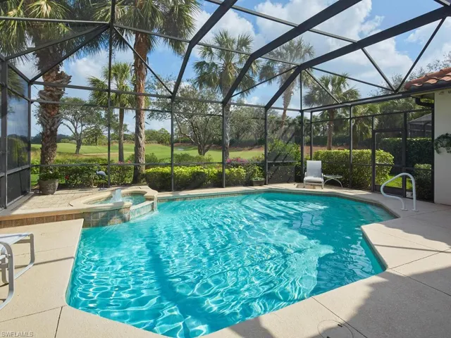 Resort style pool, recently refinished. Plenty of sun and shaded area for relaxing. Pool heated by natural gas...quick and economical!