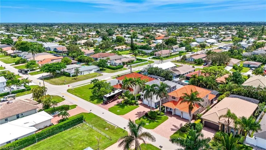 Aerial perspective of suburban area