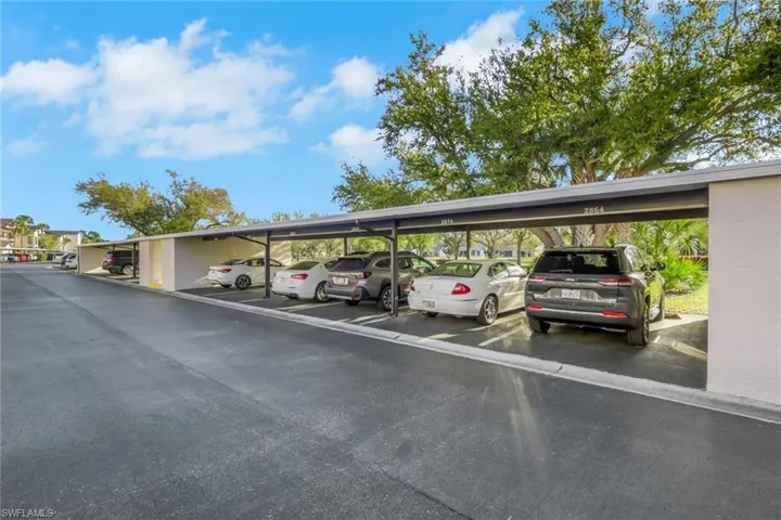 View of covered parking lot