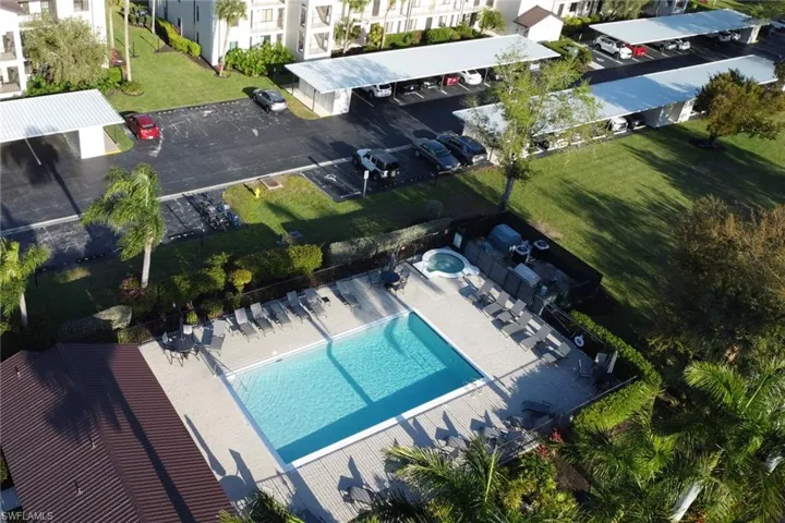 Aerial view of a pool area