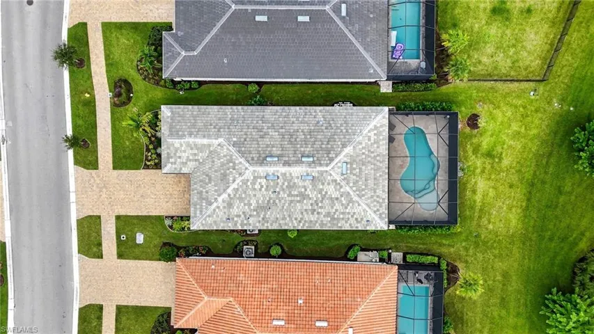 Aerial view of a pool area