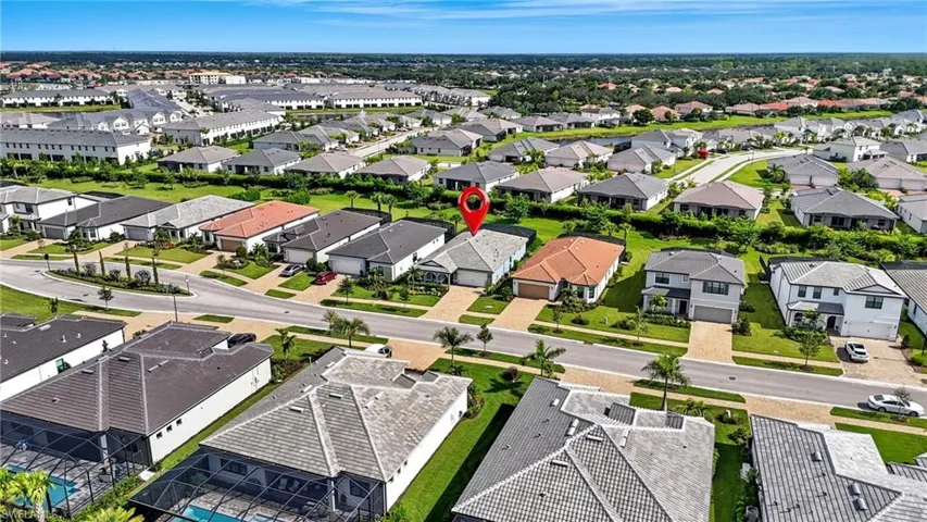 Aerial perspective of suburban area