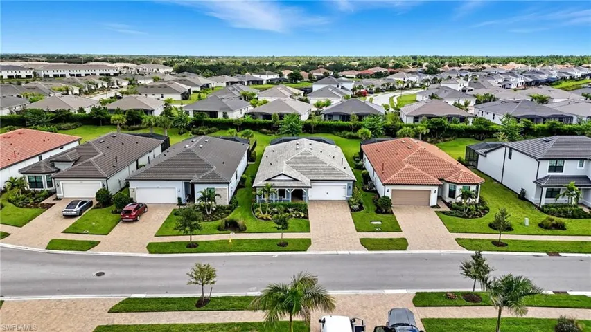 Aerial perspective of suburban area
