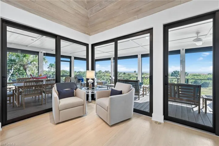 Sitting room featuring light wood-style floors and healthy amount of natural light
